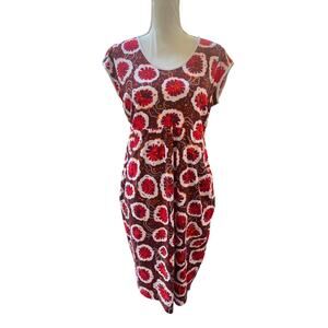 Svaha Organic Cotton Dress Size 14 Brown Red Floral Boho Casual EUC